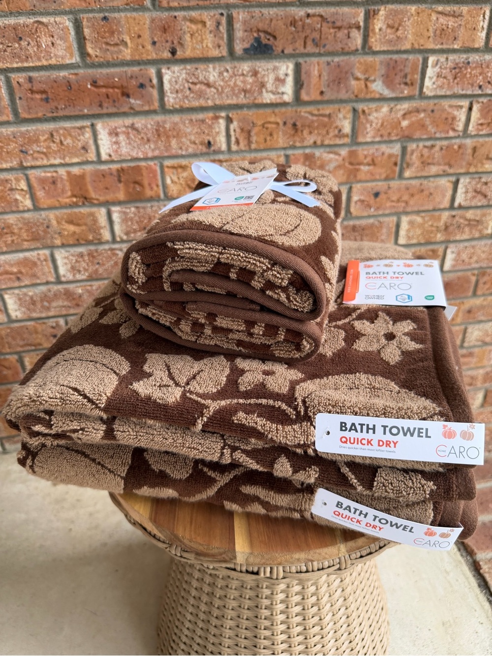 Fall Pumpkin Floral Caro Home Bath Towel Set - Plush Quick-Dry Towel